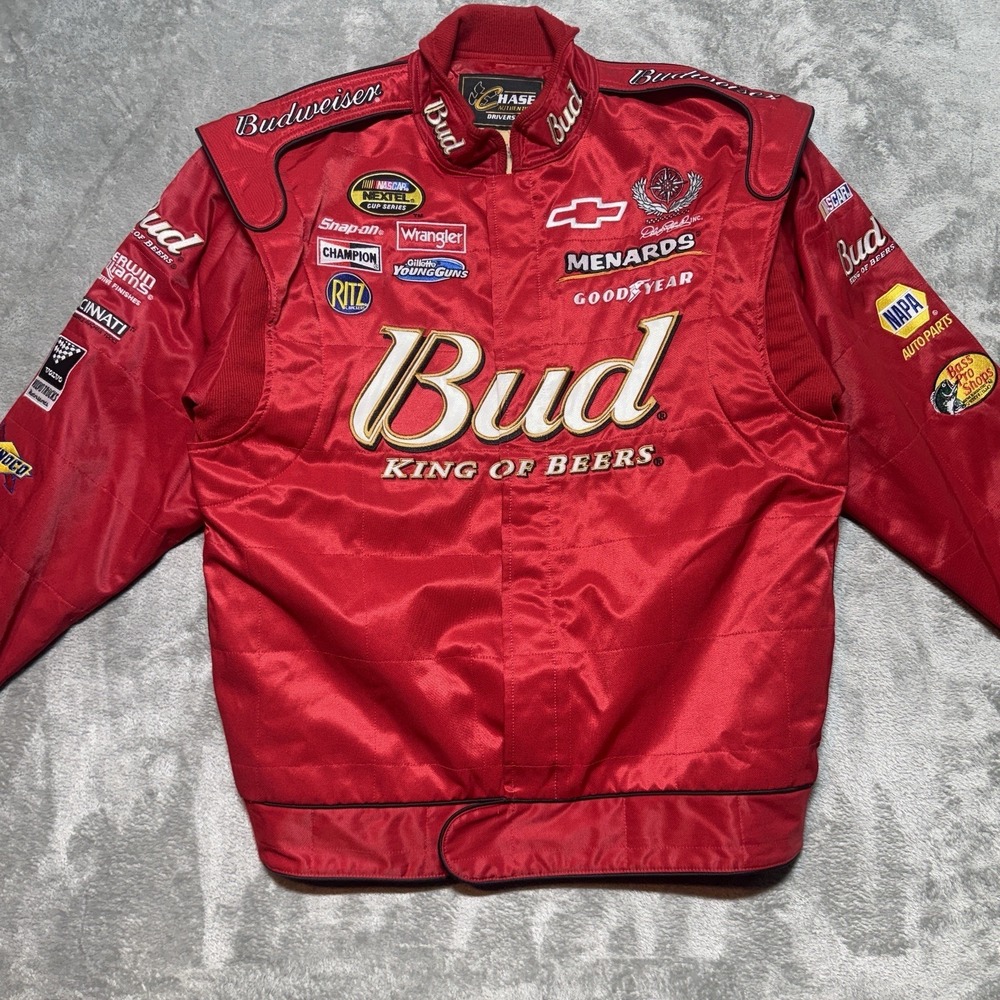 Vintage Chase Authentics Dale Earnhardt Jr Budweiser NASCAR Racing Jacket Large
